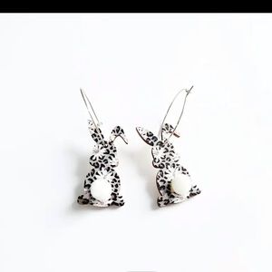 New Wooden Easter Bunny Earrings